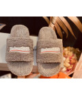 Grey Fluffy Balenciaga Slides