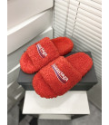 Red Fluffy Balenciaga Slides