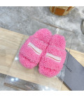 Pink Fluffy Balenciaga Slides