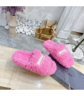 Pink Fluffy Balenciaga Slides