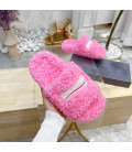 Pink Fluffy Balenciaga Slides