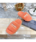 Orange Fluffy Balenciaga Slides