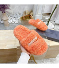 Orange Fluffy Balenciaga Slides