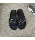 Black White logo stripes Balenciaga Slides