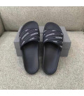 Black White logo stripes Balenciaga Slides