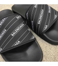 Black White logo stripes Balenciaga Slides