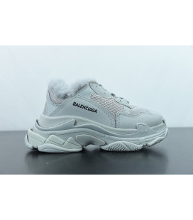 Grey Balenciaga Triple S Fake Fur