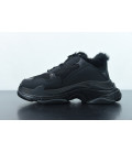 All Black Triple S Fake Fur Replica