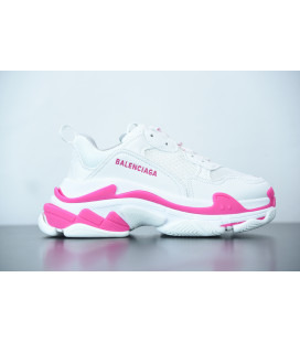 Pink WHITE Pink Logo Balenciaga TRIPLE S