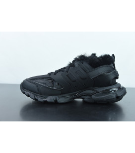 ALL BLACK Fake Fur Track Trainer