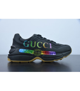All Black Rainbow Gucci Logo Rhyton Sneaker