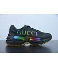 All Black Rainbow Gucci Logo Rhyton Sneaker