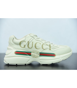 Gucci Logo Ivory Leather Rhyton Sneaker Replica